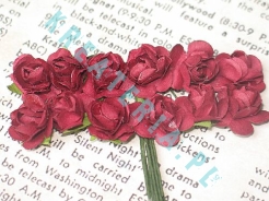Różyczki papierowe małe Czerwone ciemne 12szt retro