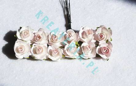 Róże papierowe małe 61571-4 Biały róż 12szt