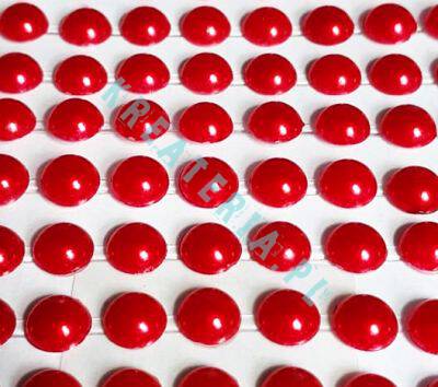 Półperełki samoprzylepne 8mm Czerwone perłowe