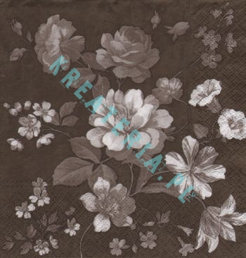 Serwetka Malowane kwiaty beżowo-brązowe